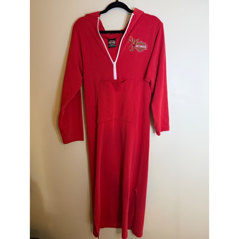 Vintage Harley-Davidson Christmas Reindeer Hooded Nightgown Boswell's Red S/M